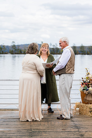 Champagne toast at Maine camp wedding