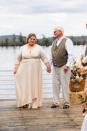 Fall wedding at private camp on Cold Stream Pond