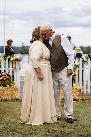 Champagne toast at Maine camp wedding