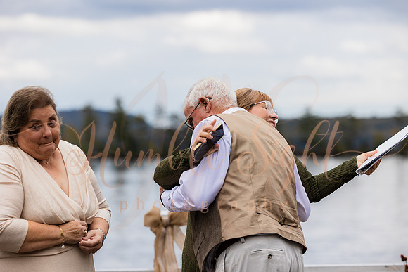 Fall wedding at private camp on Cold Stream Pond
