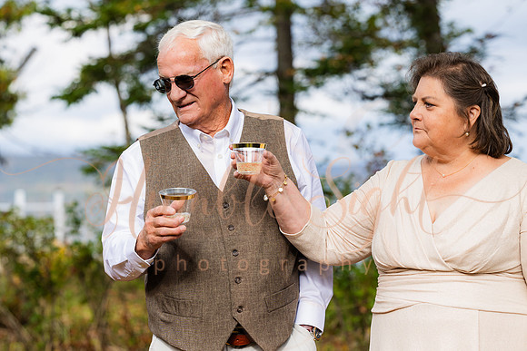 Champagne toast at Maine camp wedding