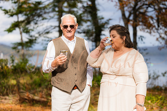 Champagne toast at Maine camp wedding