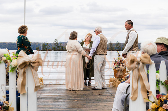Fall wedding at private camp on Cold Stream Pond