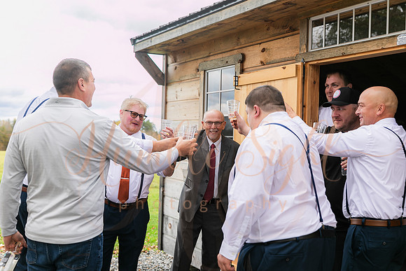 Packed dance floor at Maine farmhouse wedding reception