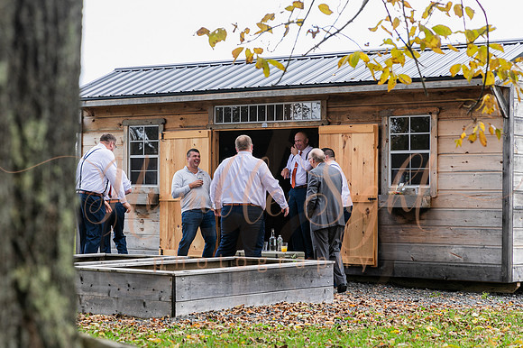 Packed dance floor at Maine farmhouse wedding reception
