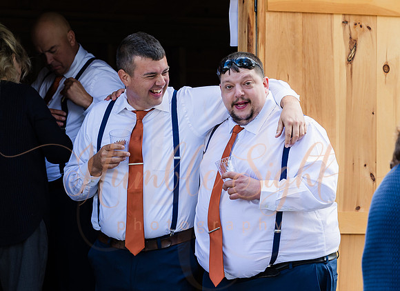 Packed dance floor at Maine farmhouse wedding reception