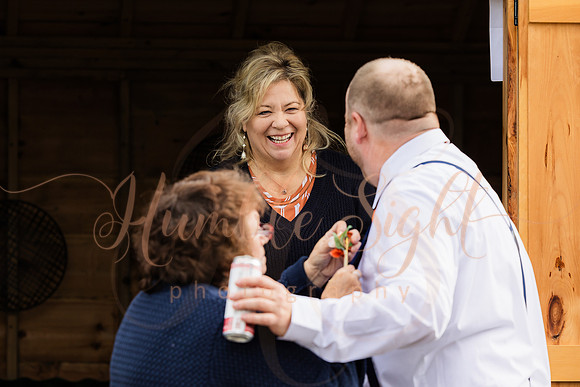 Packed dance floor at Maine farmhouse wedding reception