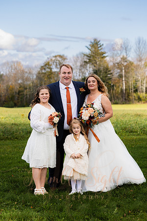 Blended family wedding ceremony with daughters in Maine