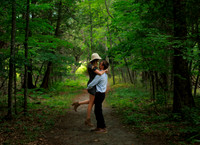 Couple embracing at sunset during Maine engagement shoot