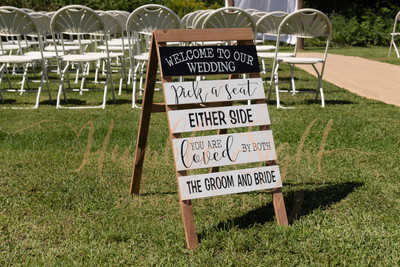Bride and groom portraits in backyard wedding setting