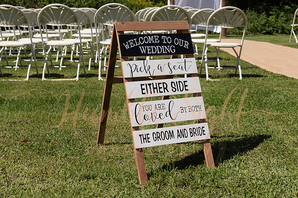 Bride and groom portraits in backyard wedding setting