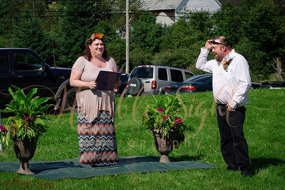 Bride and groom at private home wedding in Maine