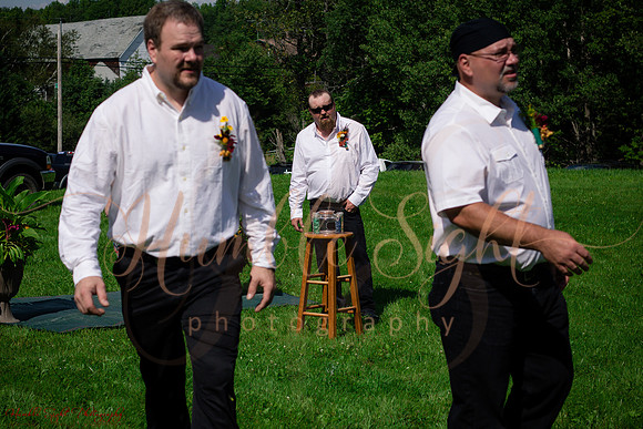 Outdoor backyard reception in Dexter Maine