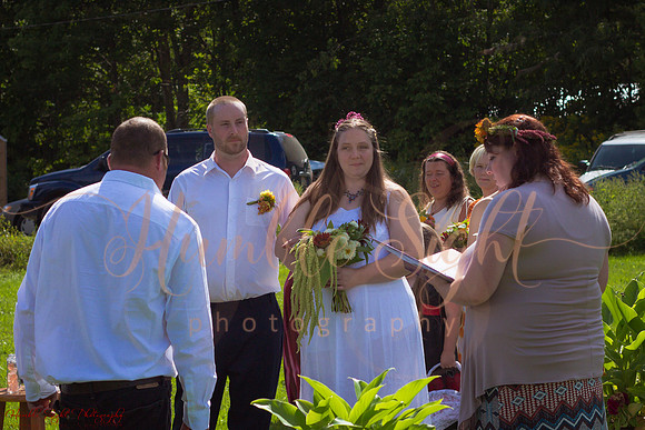 Outdoor backyard reception in Dexter Maine