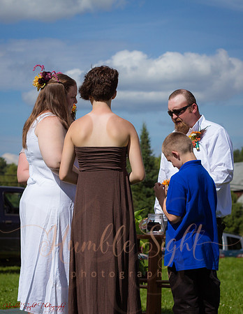 Bride and groom at private home wedding in Maine