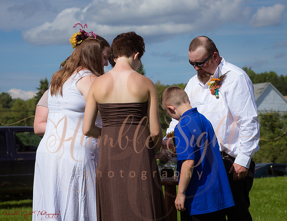 Blended family wedding ceremony in Maine