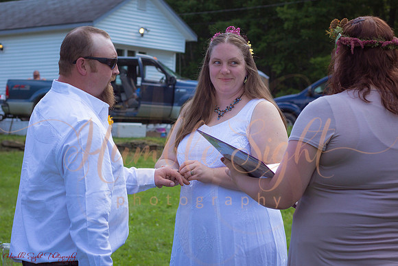 Outdoor backyard reception in Dexter Maine