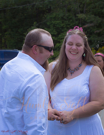 Intimate backyard wedding ceremony in Dexter Maine