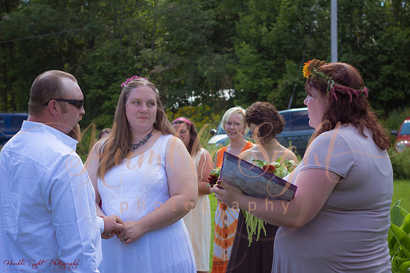 Bride and groom at private home wedding in Maine