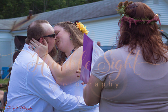 Outdoor backyard reception in Dexter Maine