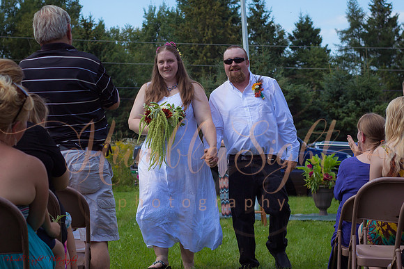 Intimate backyard wedding ceremony in Dexter Maine
