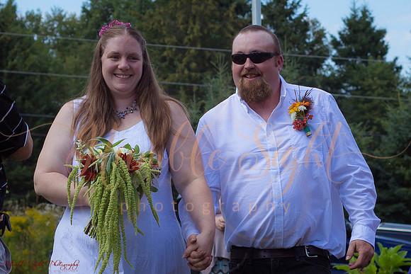 Bride and groom at private home wedding in Maine