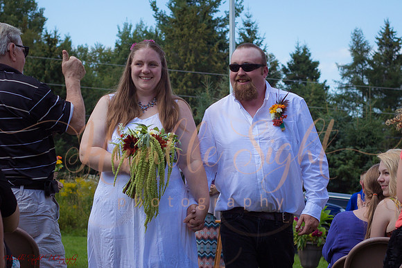 Outdoor backyard reception in Dexter Maine