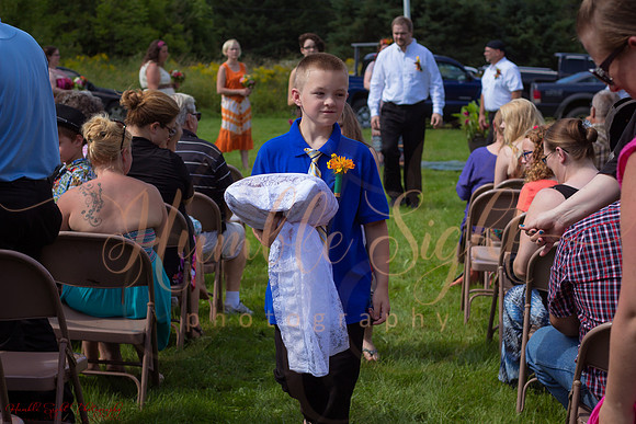 Intimate backyard wedding ceremony in Dexter Maine