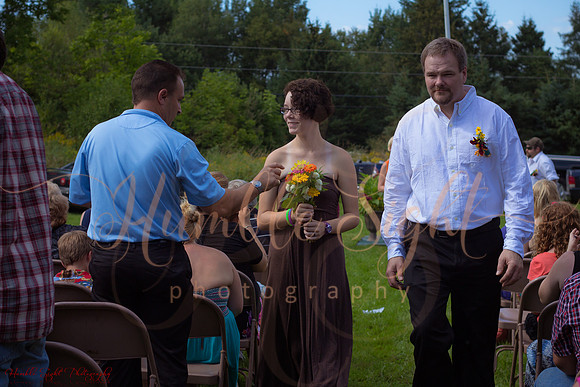 Bride and groom at private home wedding in Maine