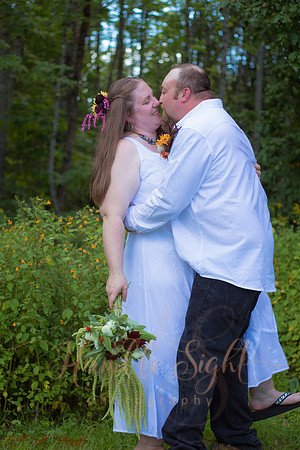 Intimate backyard wedding ceremony in Dexter Maine