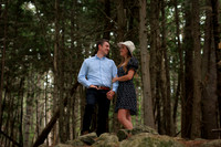 Golden hour engagement portraits in open field in Maine