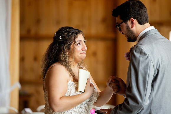 Emotional first look and private vows for summer wedding at Grace on the Lake in Harmony, Maine