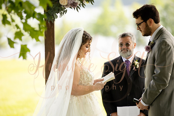 Bride and groom sunset portraits at Athens Maine wedding venue