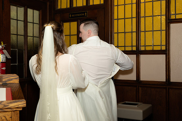 Emma and Patrick Penlington wedding ceremony at All Souls Congregational Church in Bangor Maine in May 2025